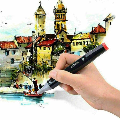 Set de 168 markere cu doua varfuri in geanta cadou