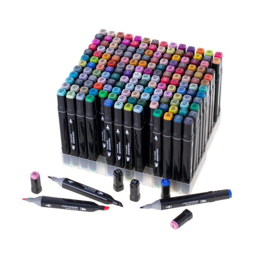 Set de 168 markere cu doua varfuri in geanta cadou