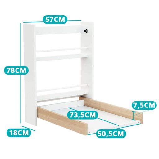 Masa pentru infasat de perete, rabatabila