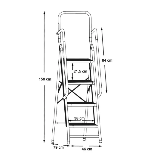 Scara metalica cu 4 trepte, cu balustrada detasabila