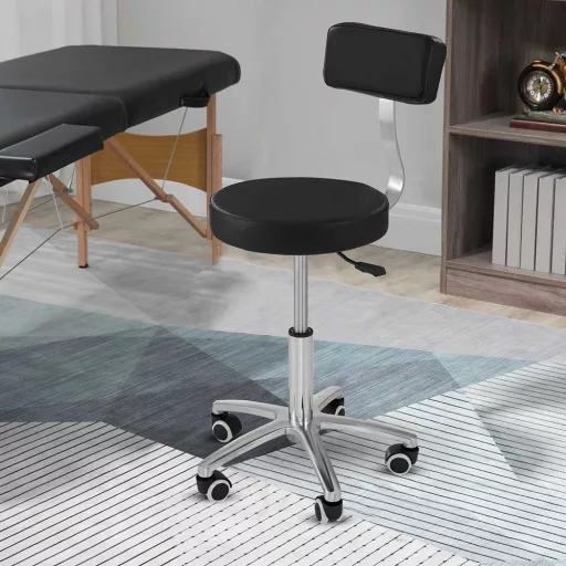 Scaun de cosmetica cu spatar-negru