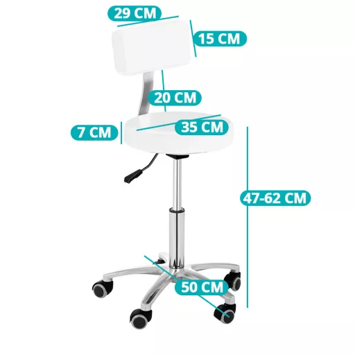 Scaun de cosmetica cu spatar-alb