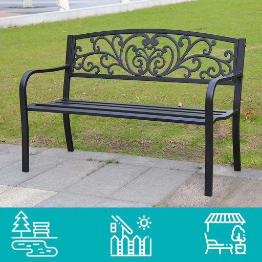 Banca de gradina-cu model de frunze