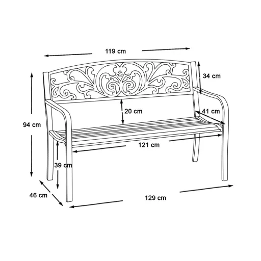 Banca de gradina-cu model de frunze