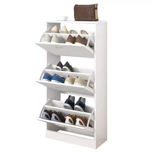 Dulap pantofar din 3 piese, alb