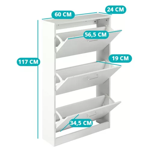Dulap pantofar din 3 piese, alb