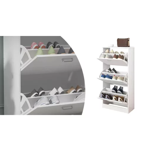 Dulap pantofar din 3 piese, alb