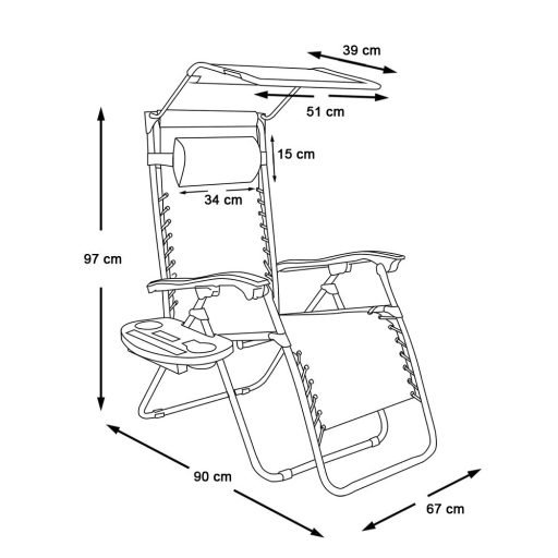 Scaun gravitatie zero cu parasolar si suport pentru pahar, 2 buc-maro