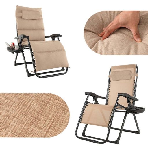 Scaun gravitatie zero capitonat-bej