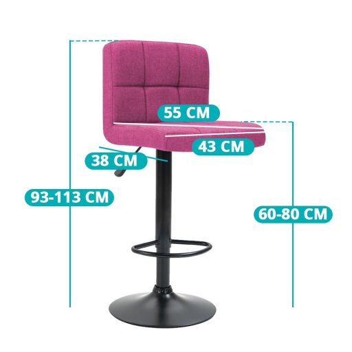 Scaune de bar tapitate 2 buc-pink