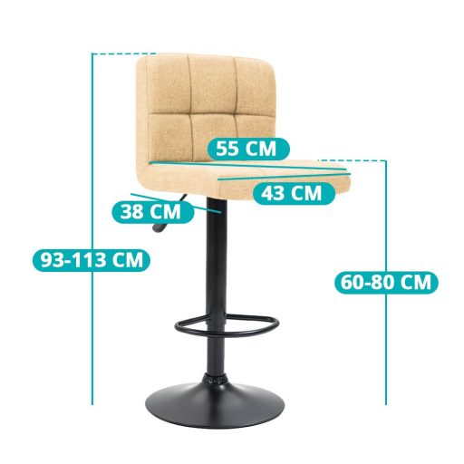 Scaune de bar tapitate 2 buc, bej