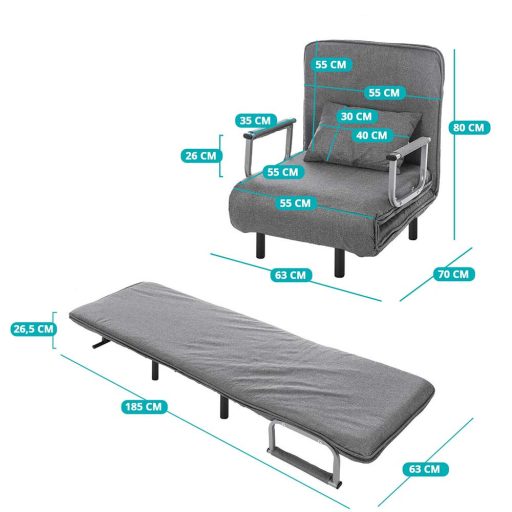 Fotoliu pat 2 în 1, in mai multe culori