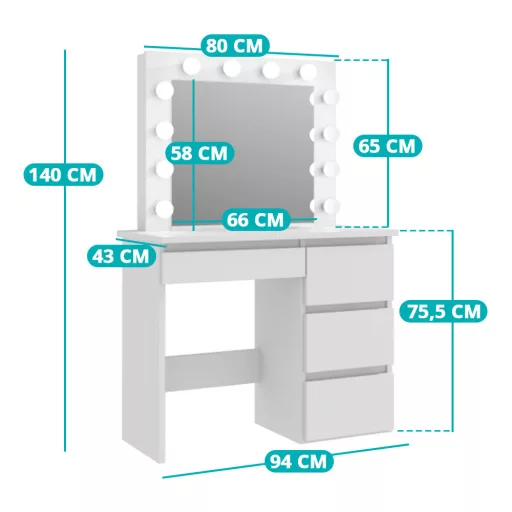 Masă de toaletă Barcelona, Alb