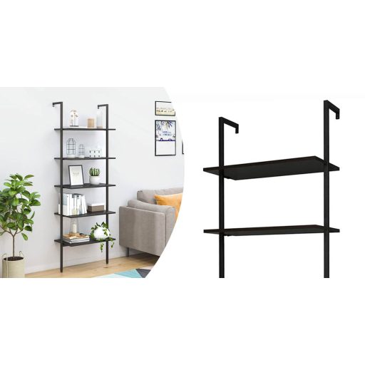 Raft depozitare perete cu 5 nivele, negru