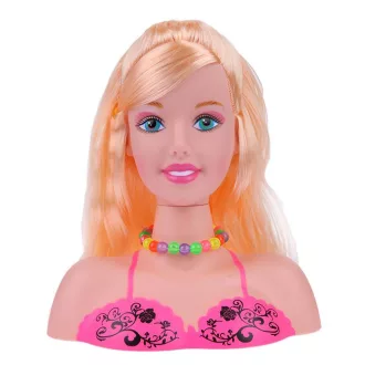 Cap papusa pentru coafat si machiat cu accesorii