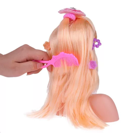 Cap papusa pentru coafat si machiat cu accesorii