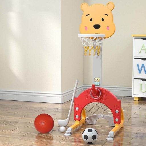 Set de joaca pentru copii 4 in 1 cu inaltime reglabila, portocaliu-galben