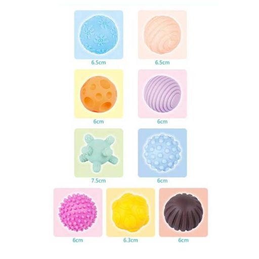 Set de mingi senzoriale pentru bebelusi, 9 buc