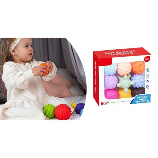 Set de mingi senzoriale pentru bebelusi, 9 buc