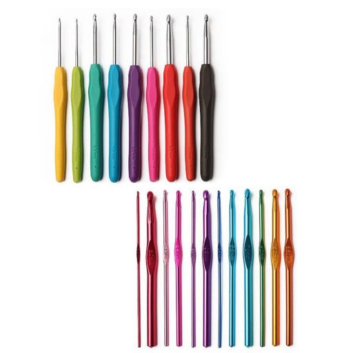 Trusa de crosetat cu fire colorate si accesorii, in geanta de umar