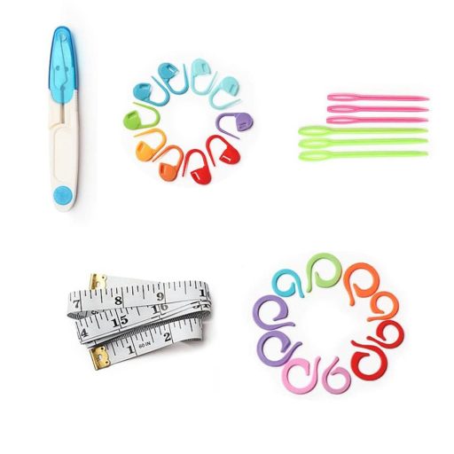 Trusa de crosetat cu fire colorate si accesorii, in geanta de umar