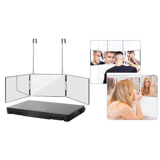 Oglinda cu 3 panouri, cu suspensie telescopica