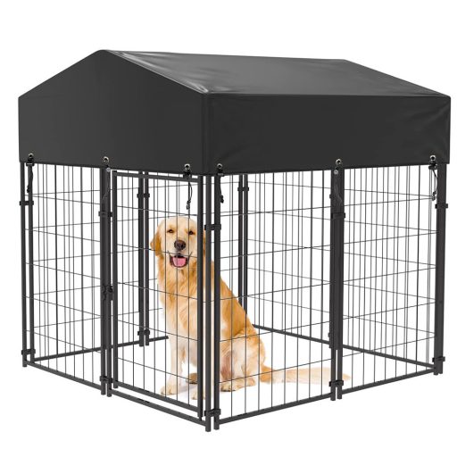 Canisa metalica de exterior pentru caini cu acoperis textil rezistent la UV