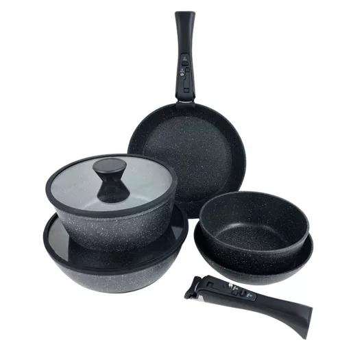 Set oale si tigaie antiderapante, 9 piese, cu maner detasabil