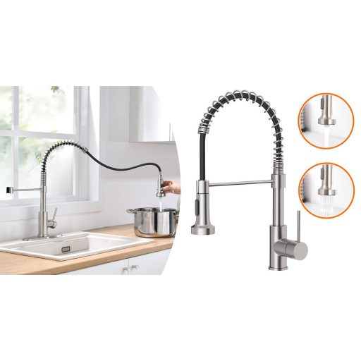 Baterie pentru chiuveta cu teava flexibila si cap de dus detasabil