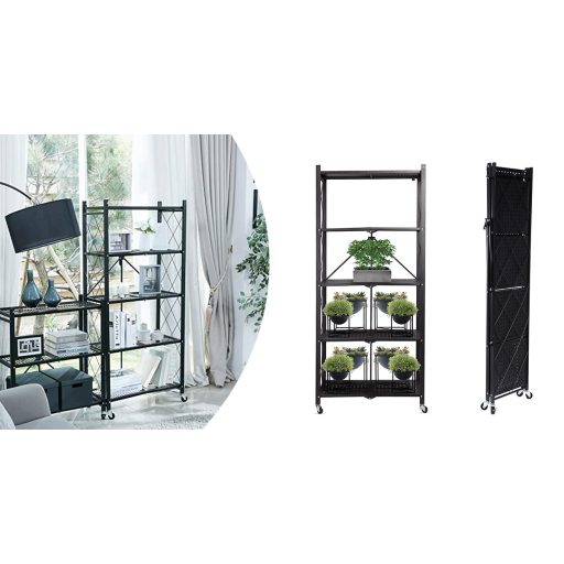 Suport de depozitare pentru bucatarie, pliabil, cu roti, din metal