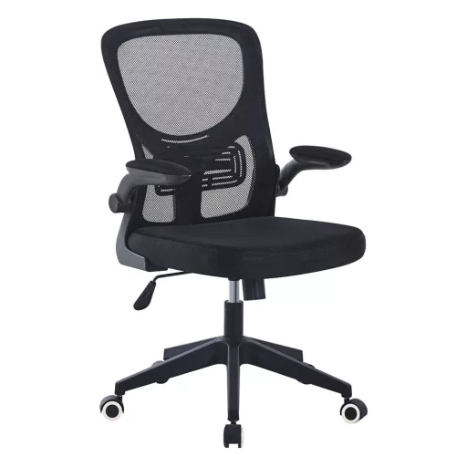 Scaun de birou ergonomic cu cotiera rabatabila, negru