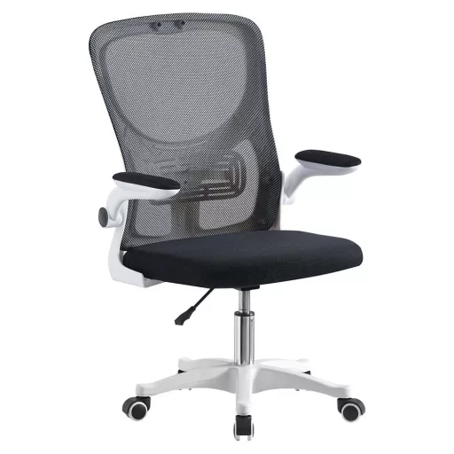 Scaun de birou ergonomic cu cotiera rabatabila, alb