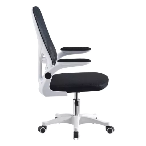 Scaun de birou ergonomic cu cotiera rabatabila, alb