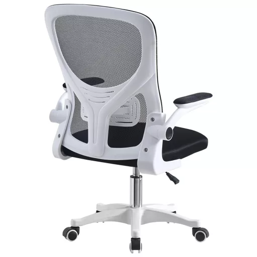 Scaun de birou ergonomic cu cotiera rabatabila, alb