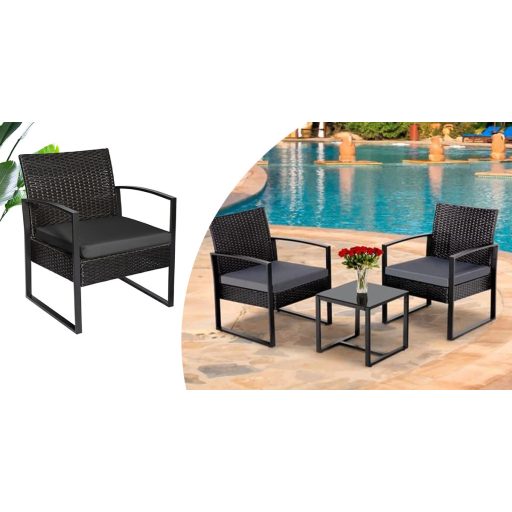 Set mobilier de exterior pentru 2 persoane cu masuta de cafea