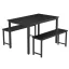 Set de dining cu cadru metalic, 3 piese, cu 2 bănci