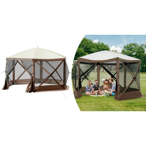 Cort de camping impermeabil pentru 8 persoane cu depozitare și plasă anti-insecte