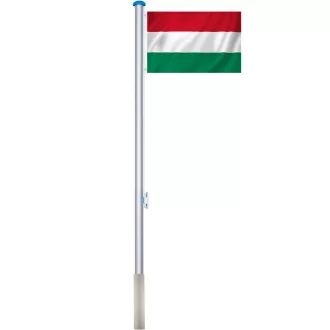   Stalp pentru steag, cu drapelul Ungariei cu doua fete de 90x150 cm