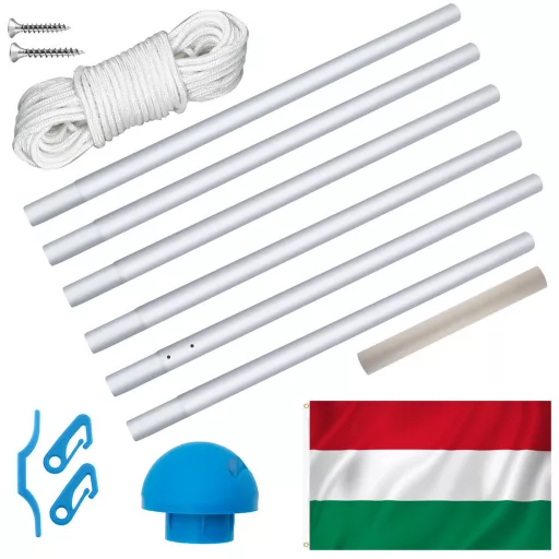 Stalp pentru steag, cu drapelul Ungariei cu doua fete de 90x150 cm