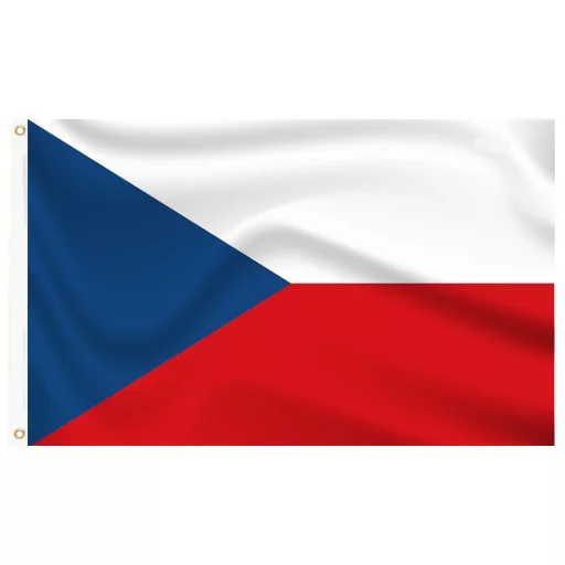 Stalp pentru steag, cu drapelul Cehiei cu doua fete de 90x150 cm