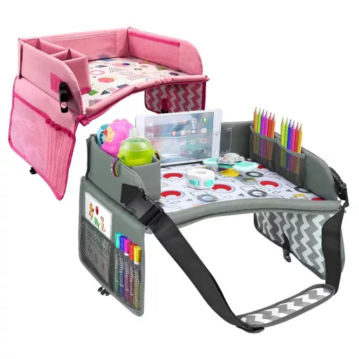 Masa portabila de copii, cu buzunare, pentru masina, in mai multe culori