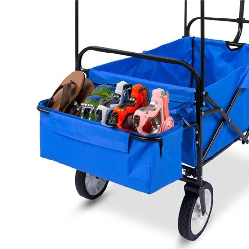 Carucior pliabil cu acoperis, tras-impins, albastru inchis