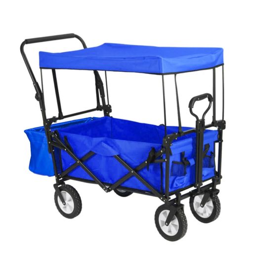 Carucior pliabil cu acoperis, tras-impins, albastru inchis