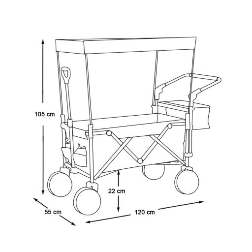 Carucior pliabil cu acoperis, tras-impins, albastru inchis