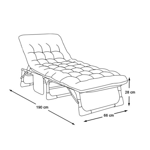 Pat camping pliabil cu tetiera reglabila, cu saltea in 2 culori