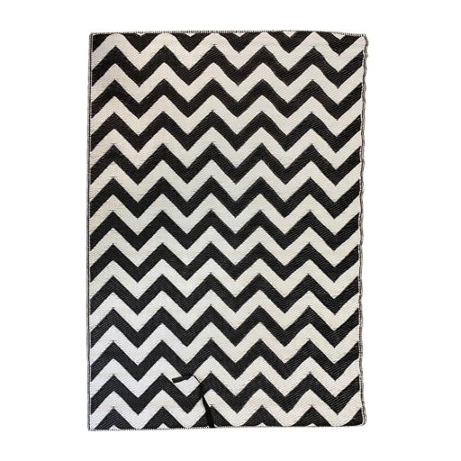 Covor de exterior, cu doua fete, 180x120 cm, alb-negru