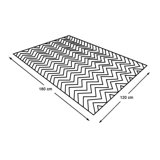 Covor de exterior, cu doua fete, 180x120 cm, alb-negru
