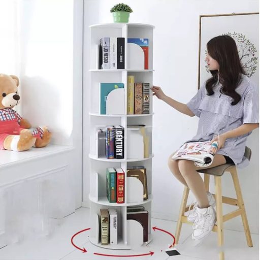Forgó könyvespolc 46x46x160cm, fehér 