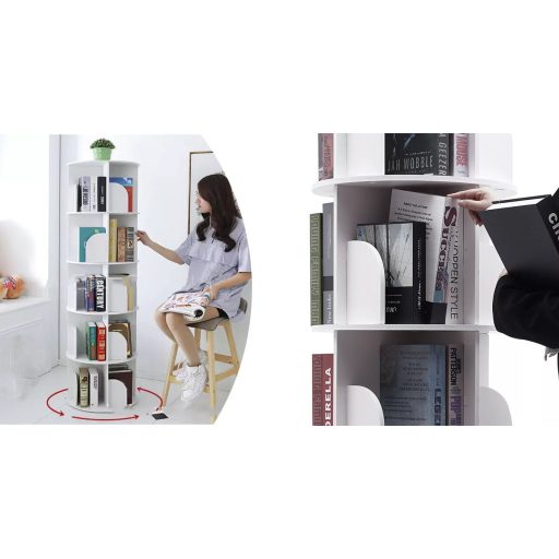 Forgó könyvespolc 46x46x160cm, fehér 