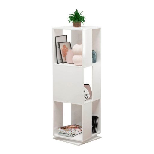 Raft de carti rotativ, 34x34x108 cm, alb